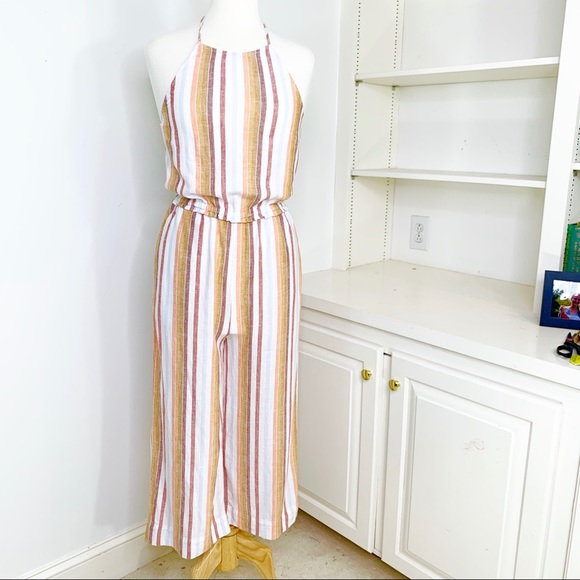 Anthropologie Cloth & Stone Striped Linen Jumpsuit - Picture 11 of 12